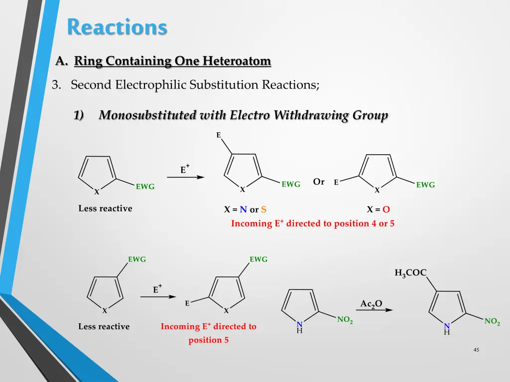 reactions a ring containing one heteroatom 14