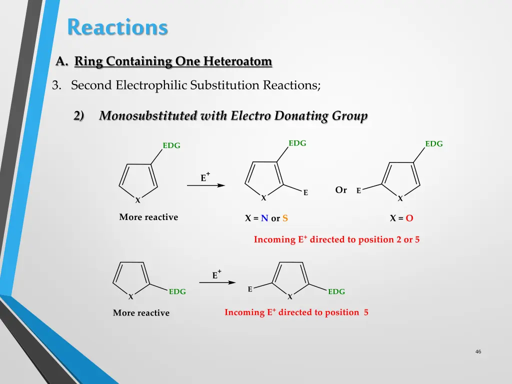 reactions a ring containing one heteroatom 15