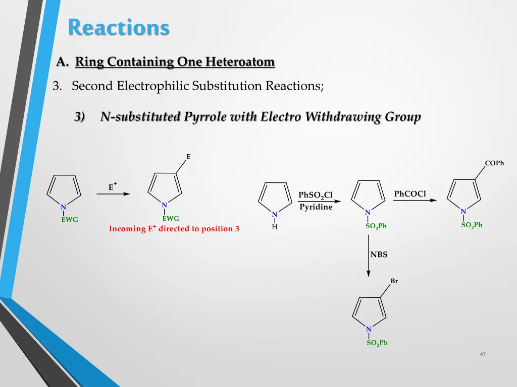 reactions a ring containing one heteroatom 16