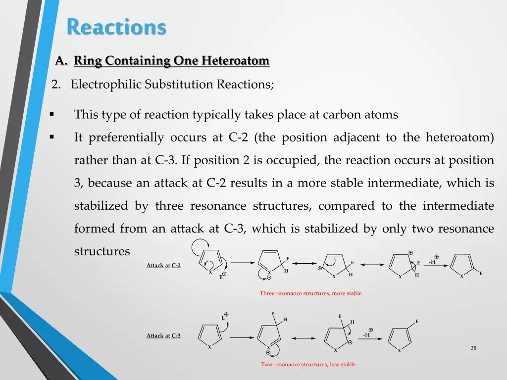 reactions a ring containing one heteroatom 7