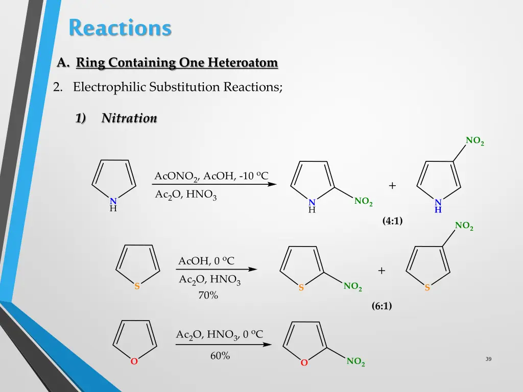 reactions a ring containing one heteroatom 8