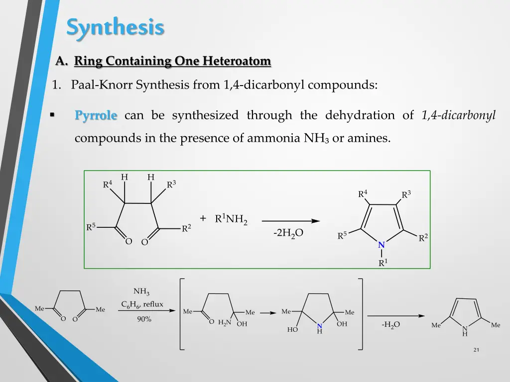 synthesis a ring containing one heteroatom