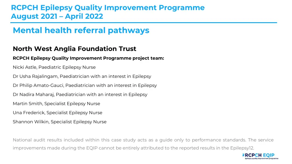 rcpch epilepsy quality improvement programme