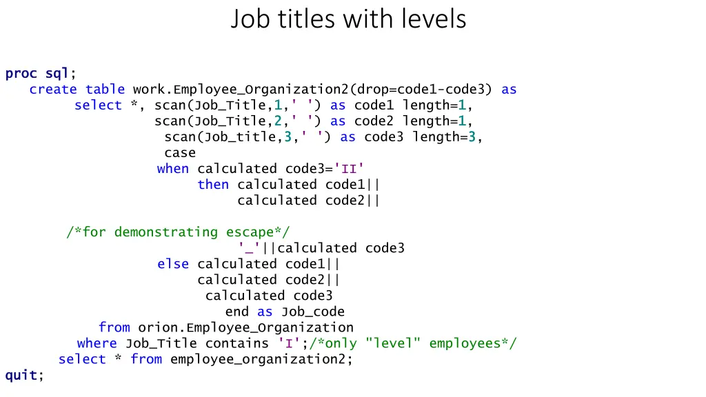 job titles with levels