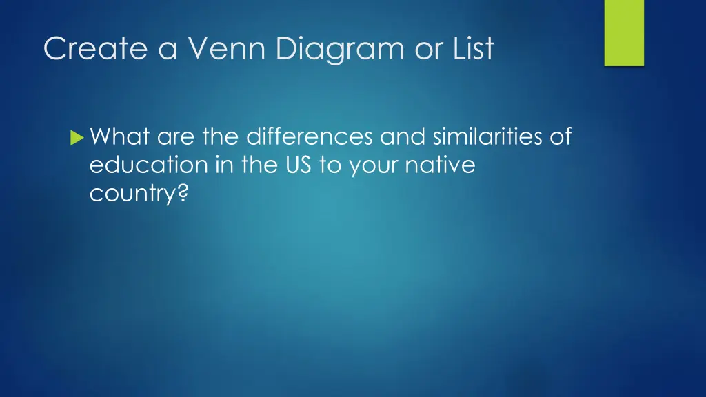 create a venn diagram or list