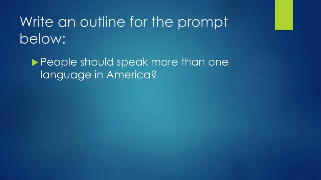 write an outline for the prompt below