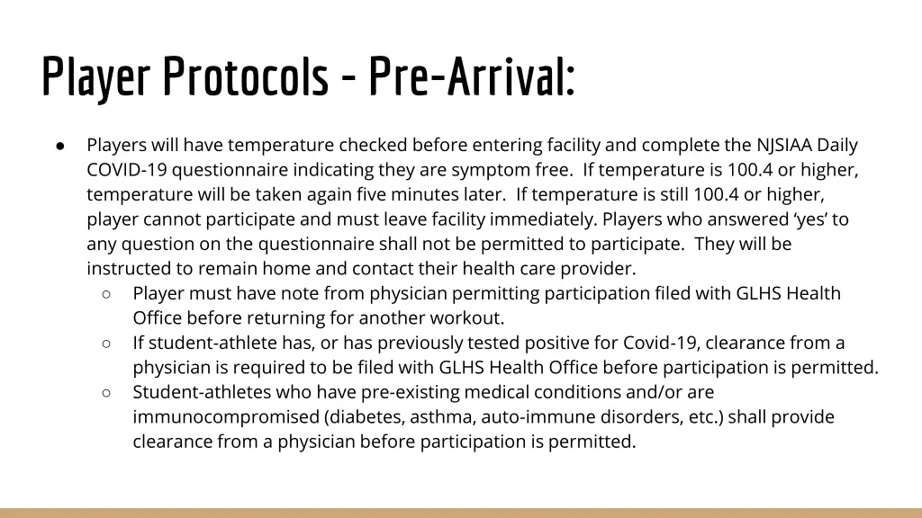player protocols pre arrival 2