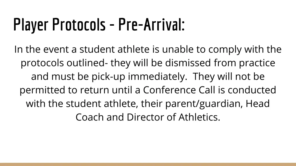 player protocols pre arrival