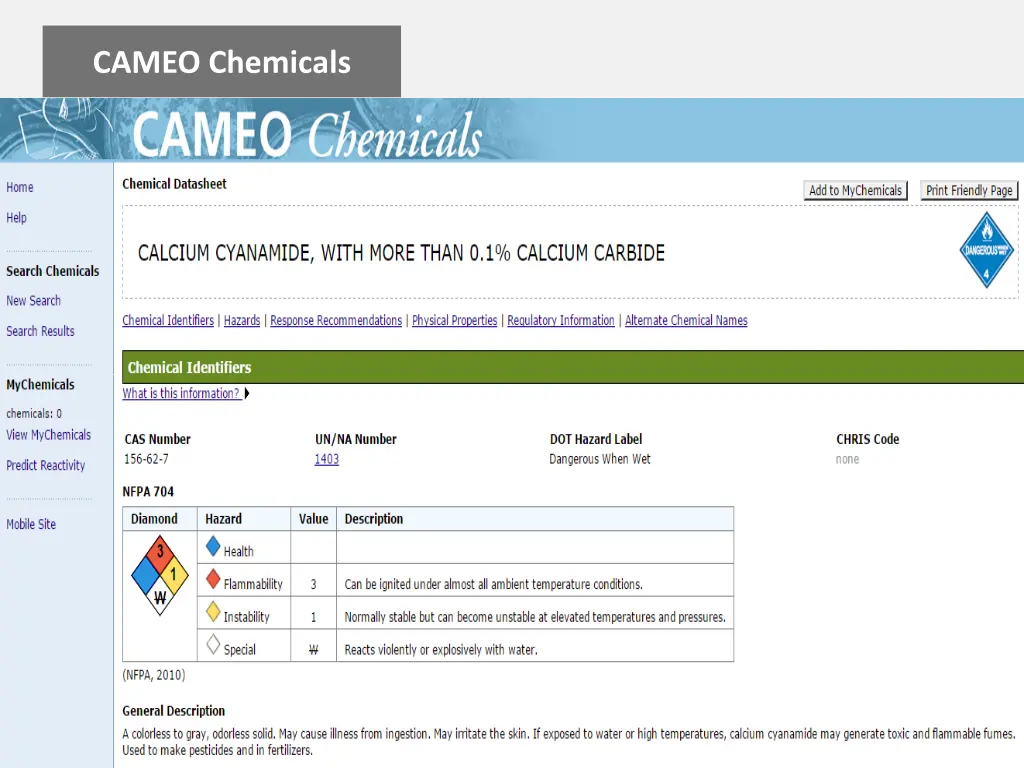 cameo chemicals