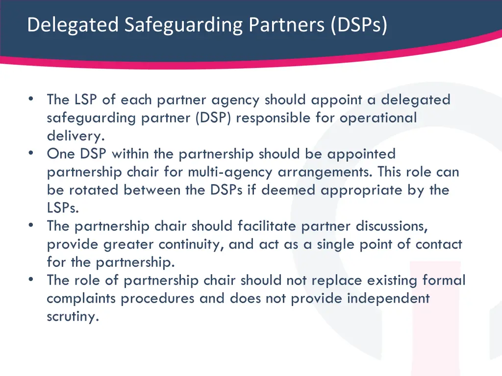 delegated safeguarding partners dsps