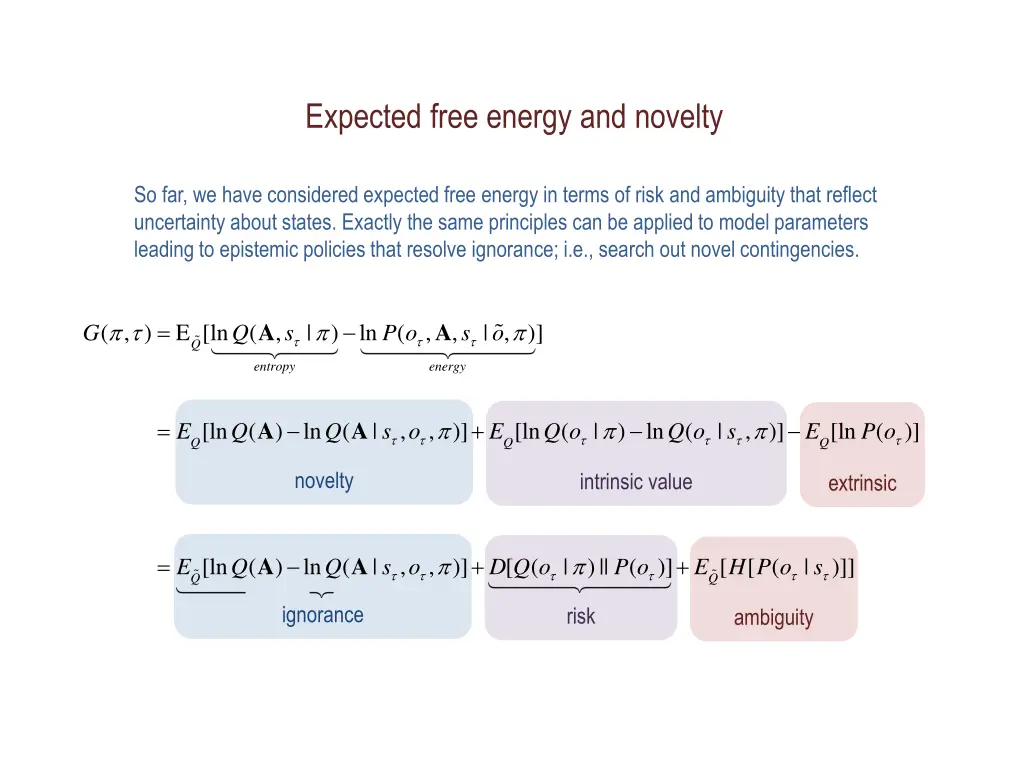 expected free energy and novelty