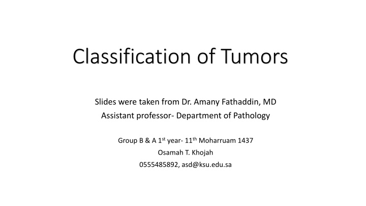 classification of tumors