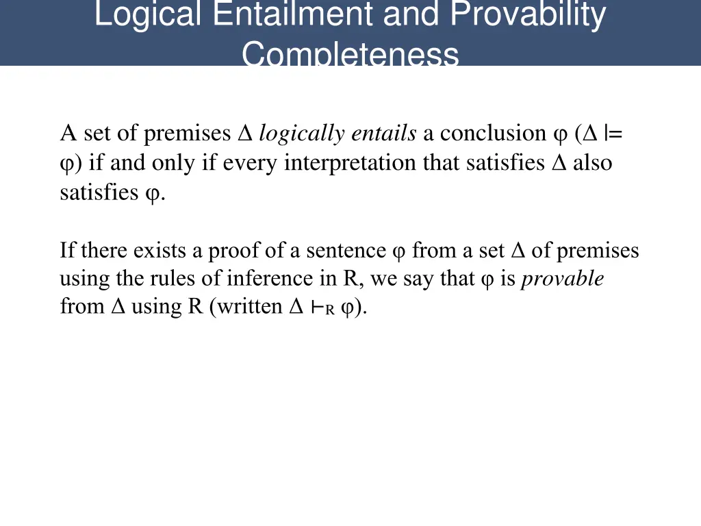 logical entailment and provability completeness