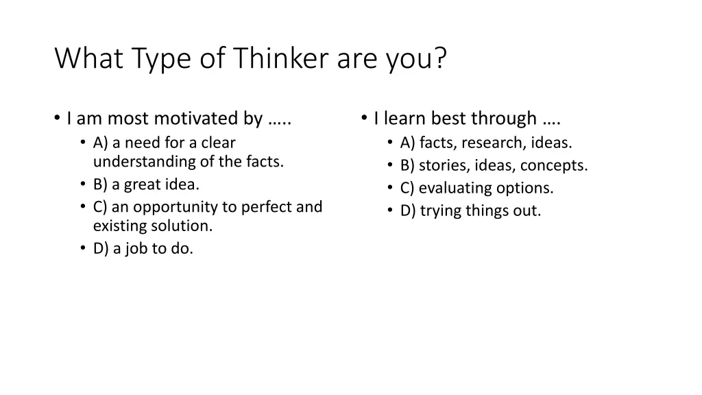 what type of thinker are you 1