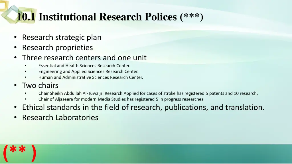 10 1 institutional research polices