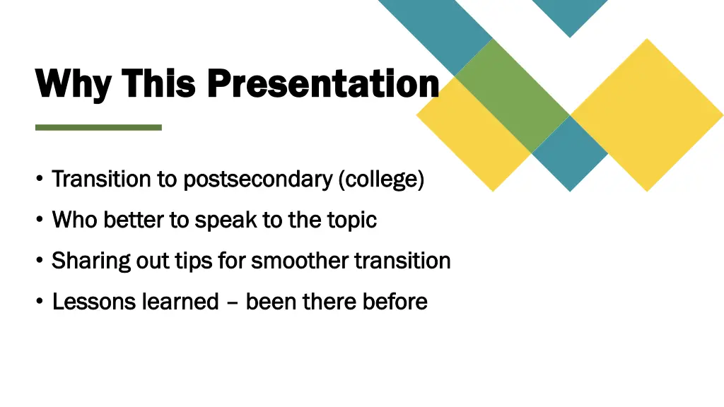 why this presentation why this presentation