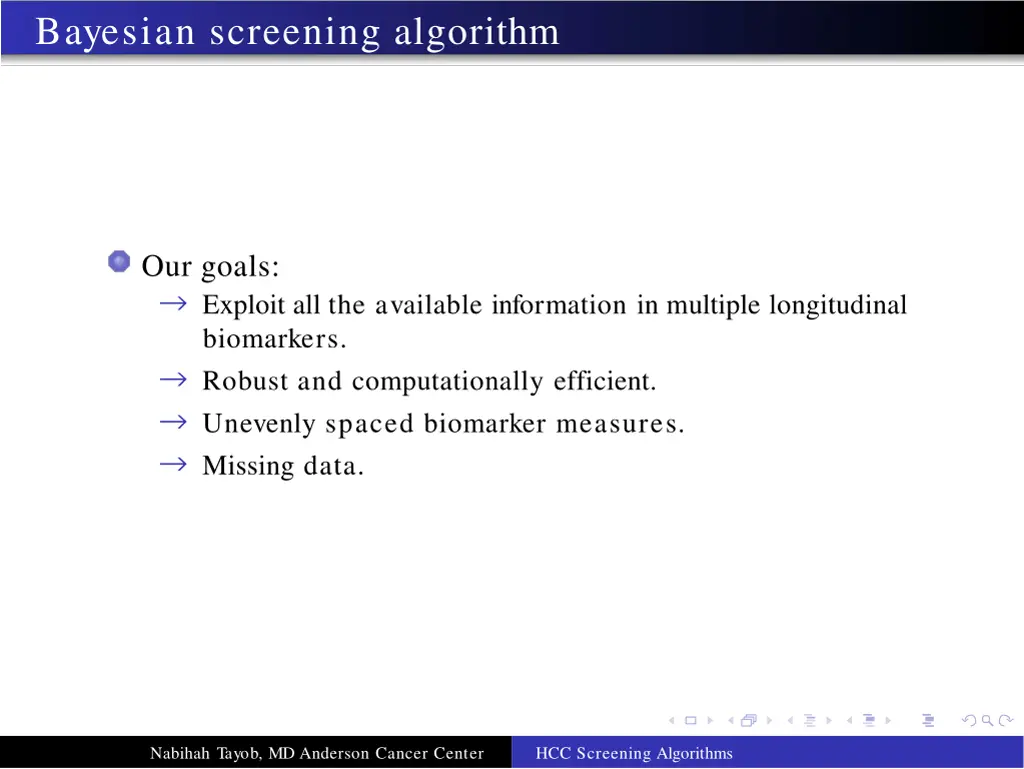 bayesian screening algorithm
