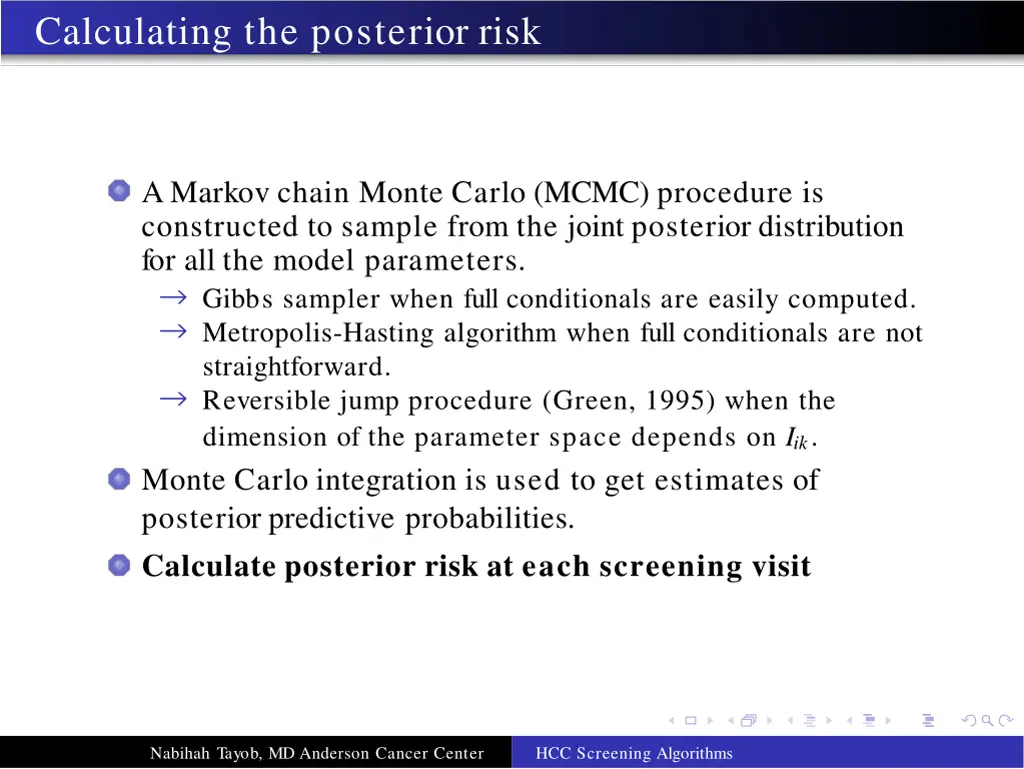 calculating the posterior risk