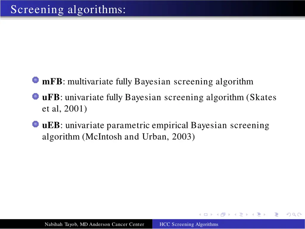screening algorithms