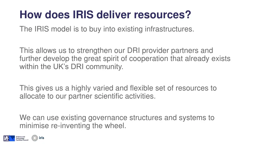 how does iris deliver resources the iris model