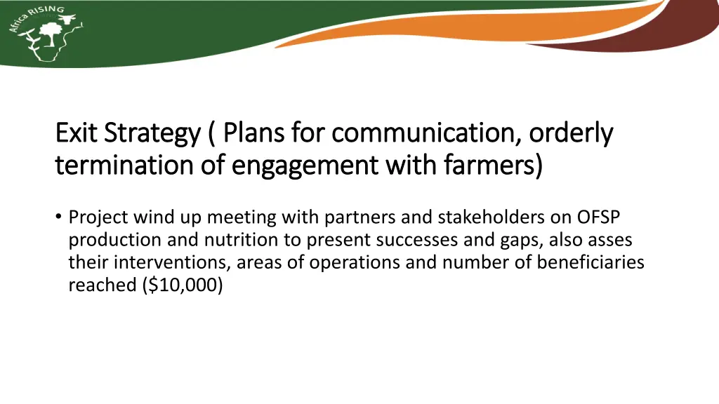 exit strategy plans for communication orderly