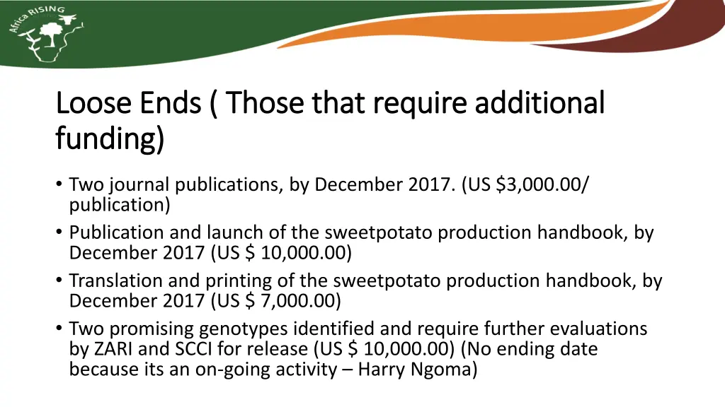 loose ends those that require additional loose