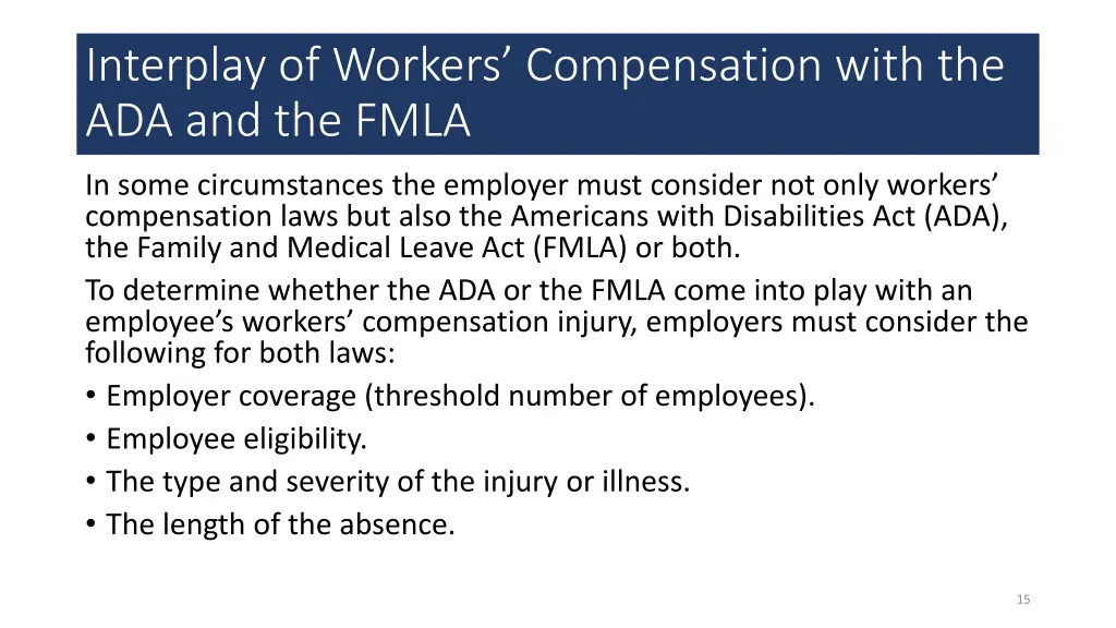 interplay of workers compensation with