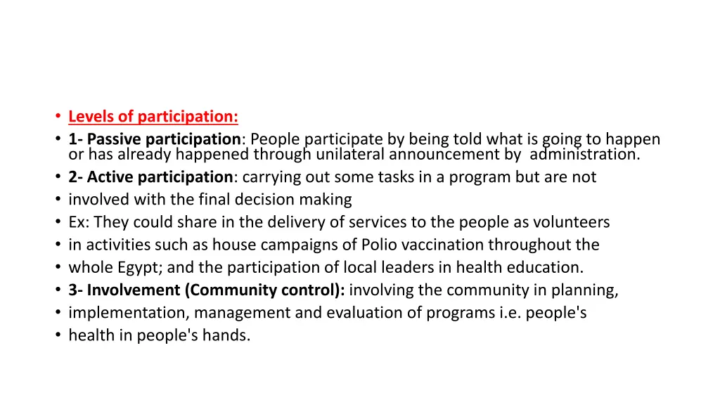 levels of participation 1 passive participation