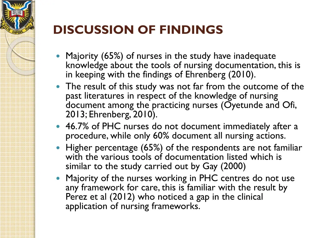 discussion of findings