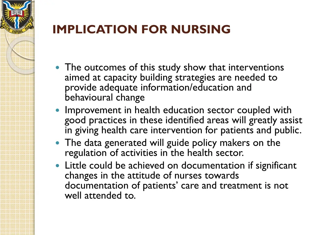 implication for nursing