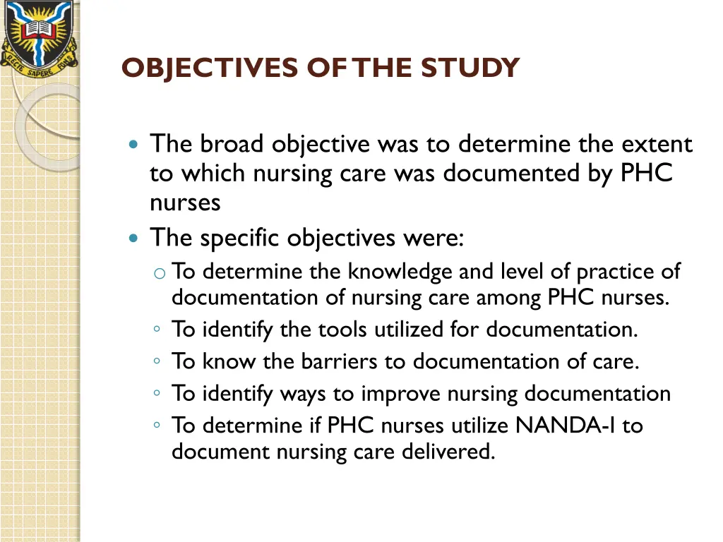 objectives of the study
