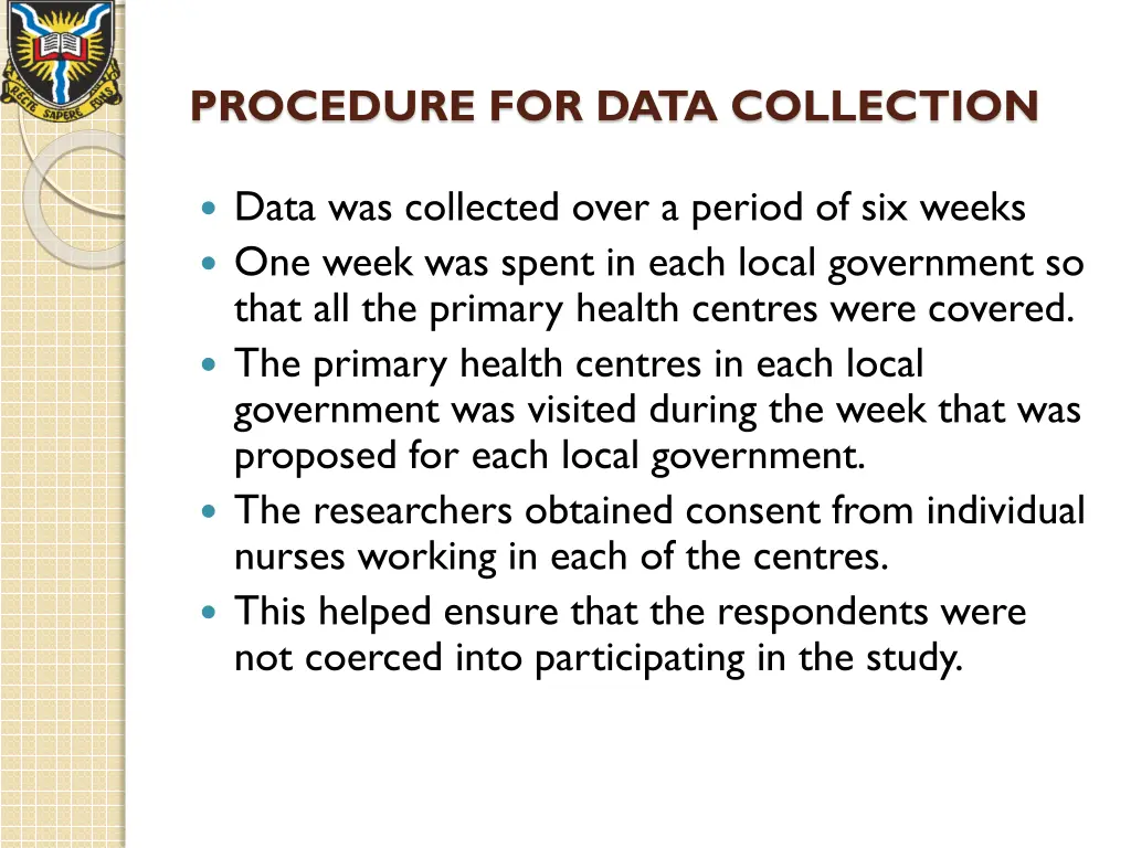 procedure for data collection