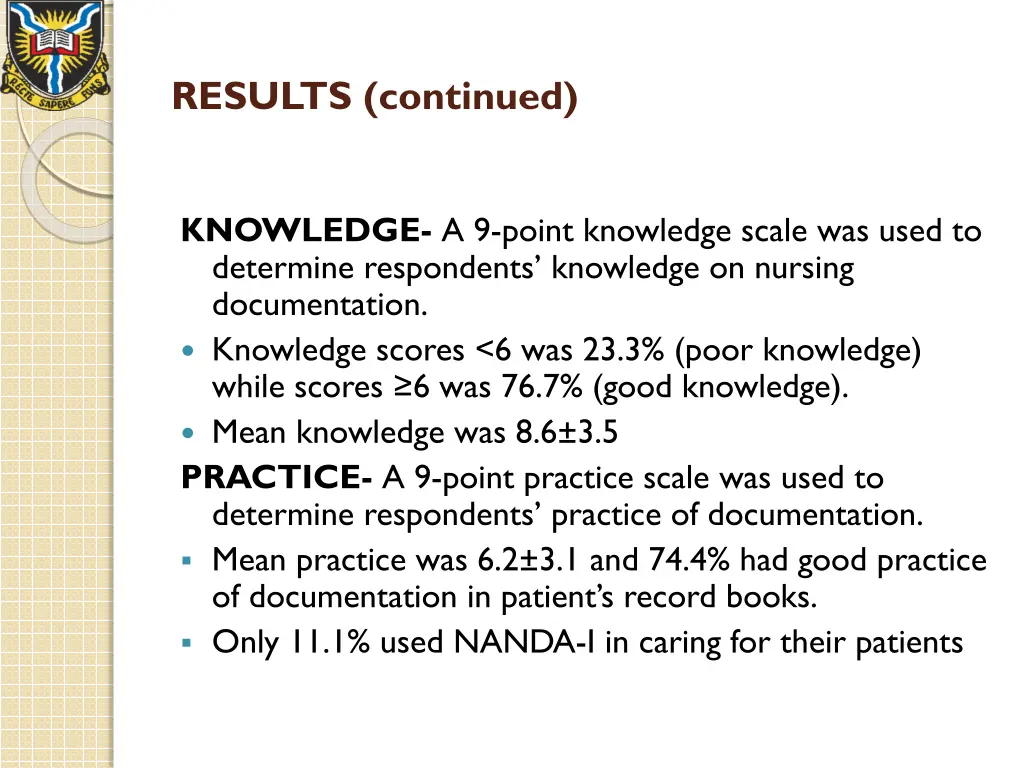 results continued