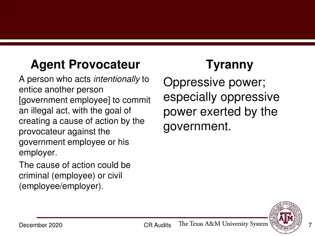 agent provocateur a person who acts intentionally