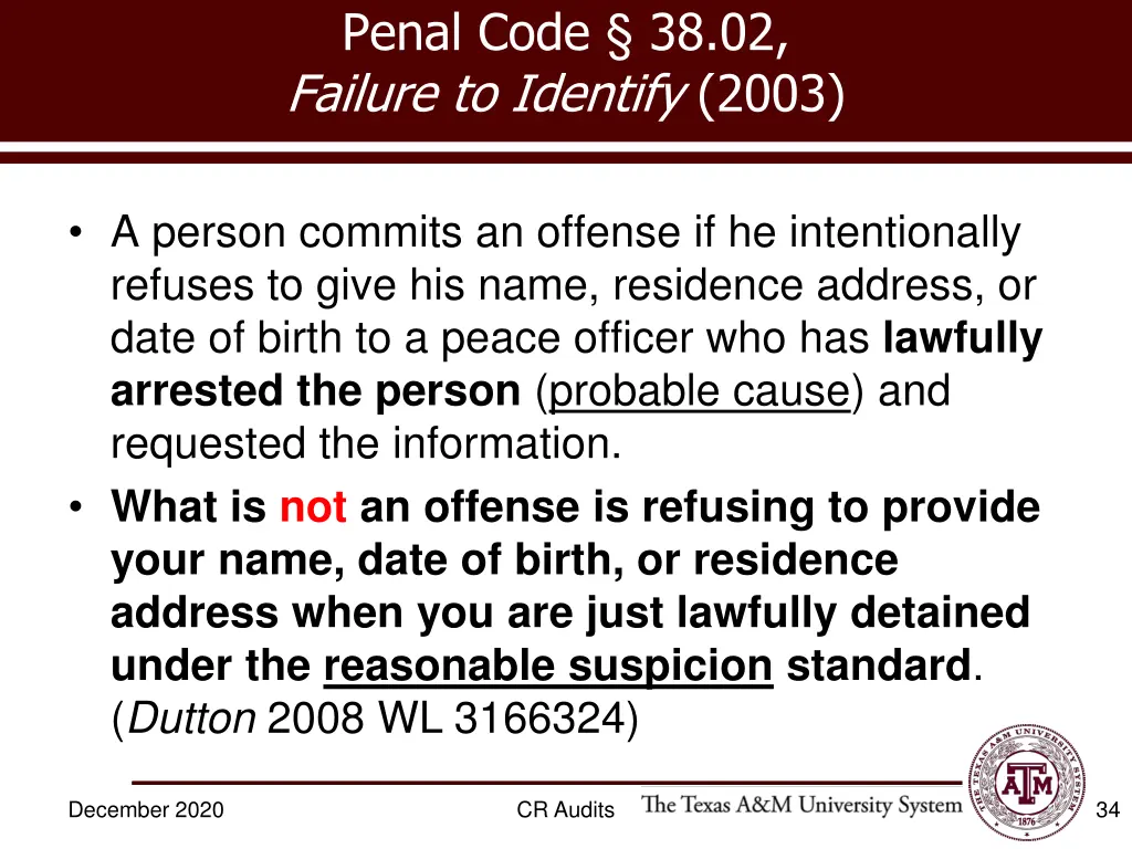 penal code 38 02 failure to identify 2003