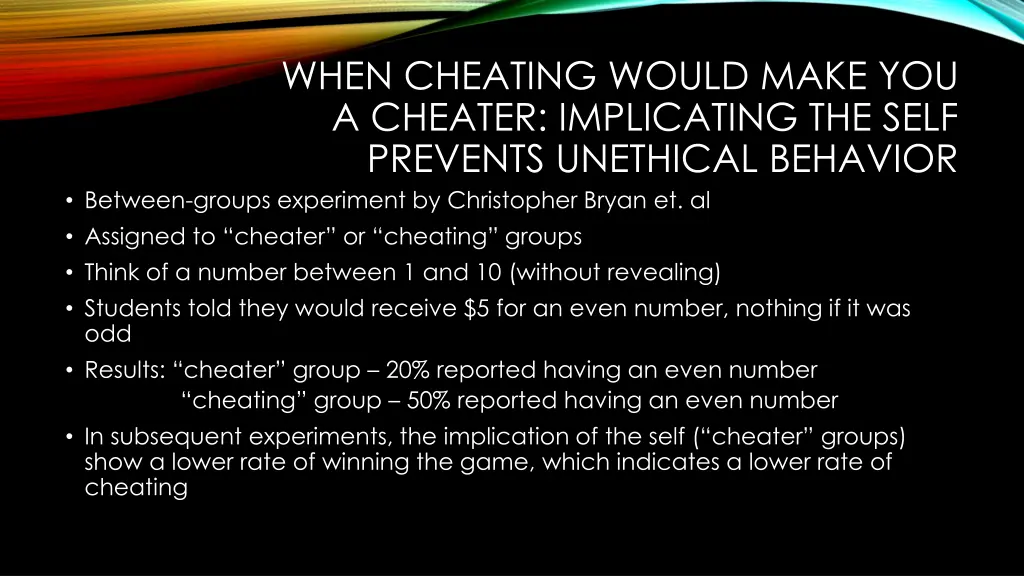 when cheating would make you a cheater