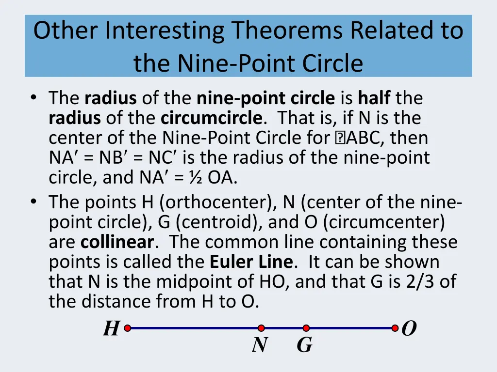 other interesting theorems related to the nine