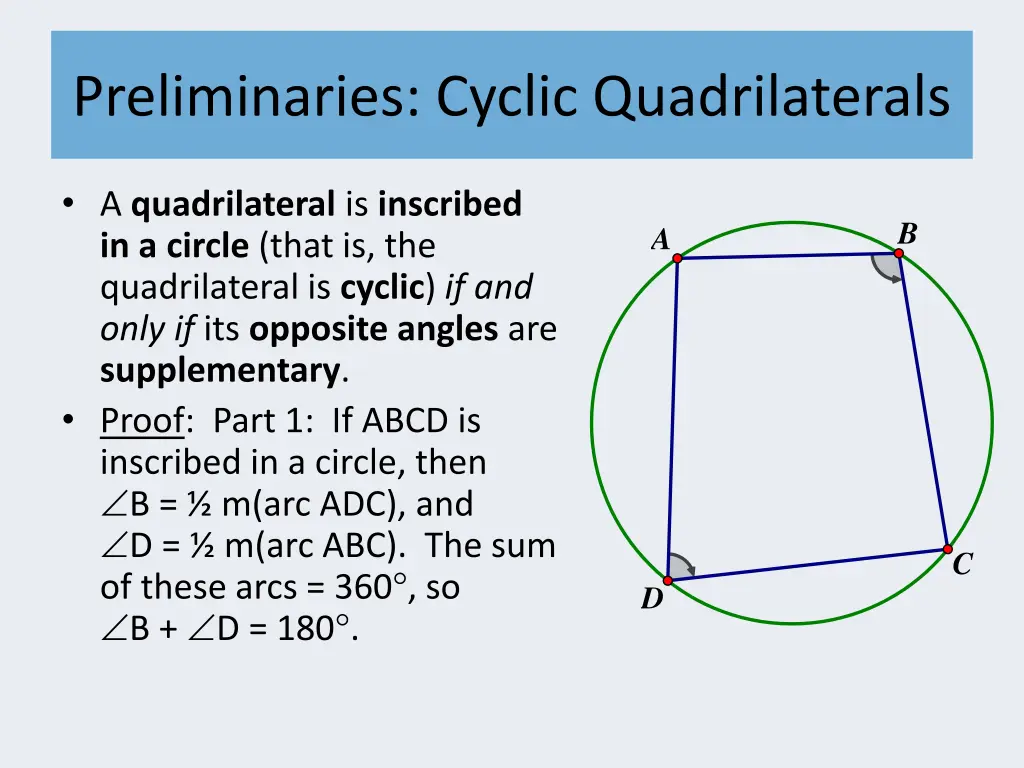 preliminaries cyclic quadrilaterals