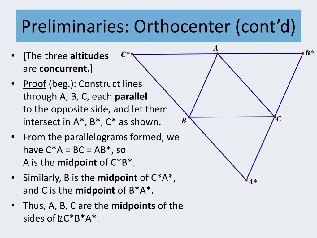 preliminaries orthocenter cont d