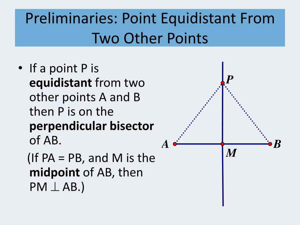 preliminaries point equidistant from two other