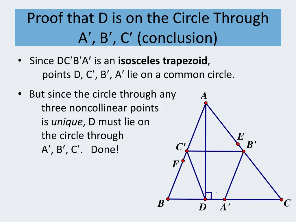 proof that d is on the circle through 1