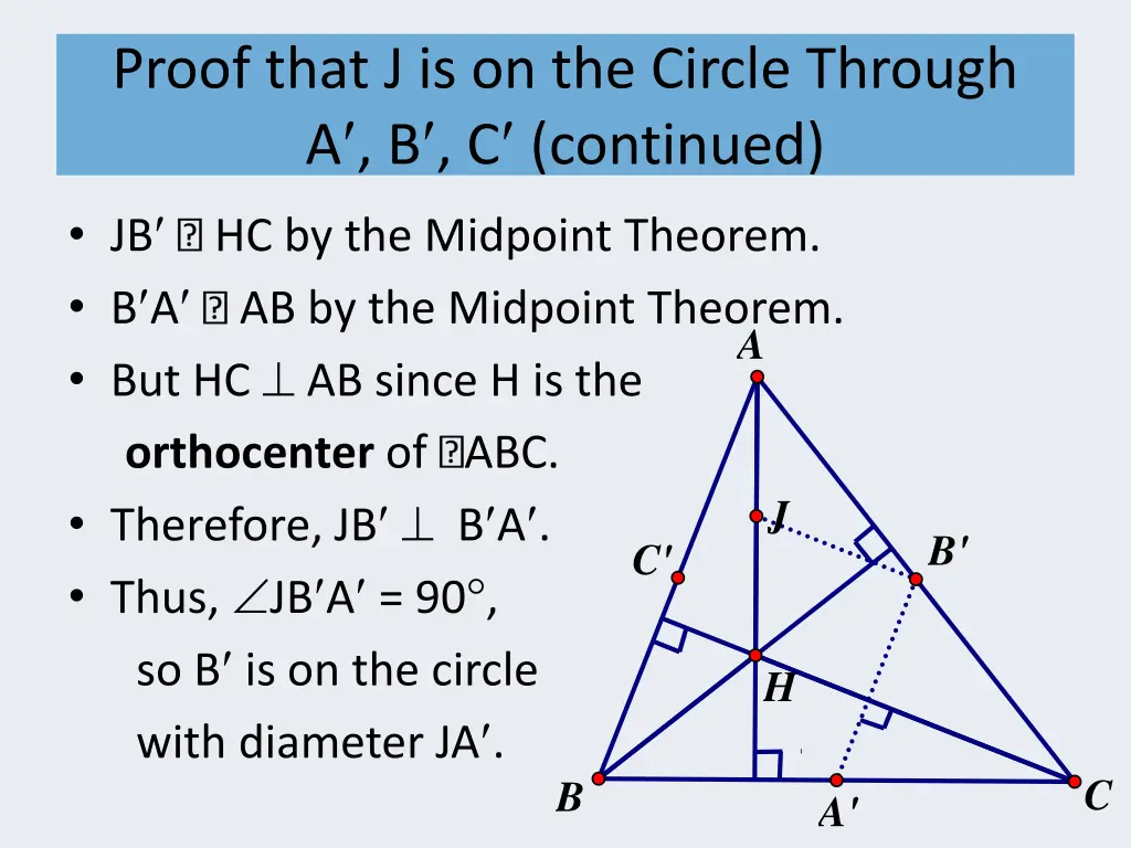 proof that j is on the circle through 1