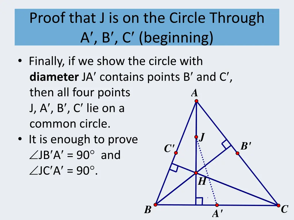 proof that j is on the circle through