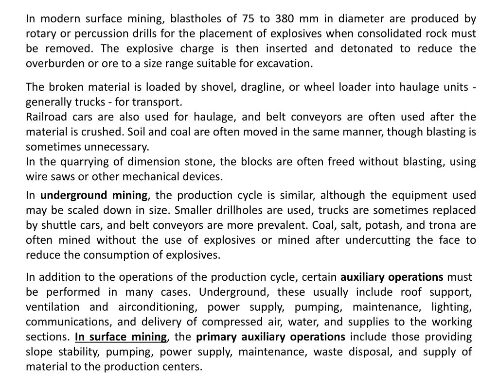 in modern surface mining blastholes