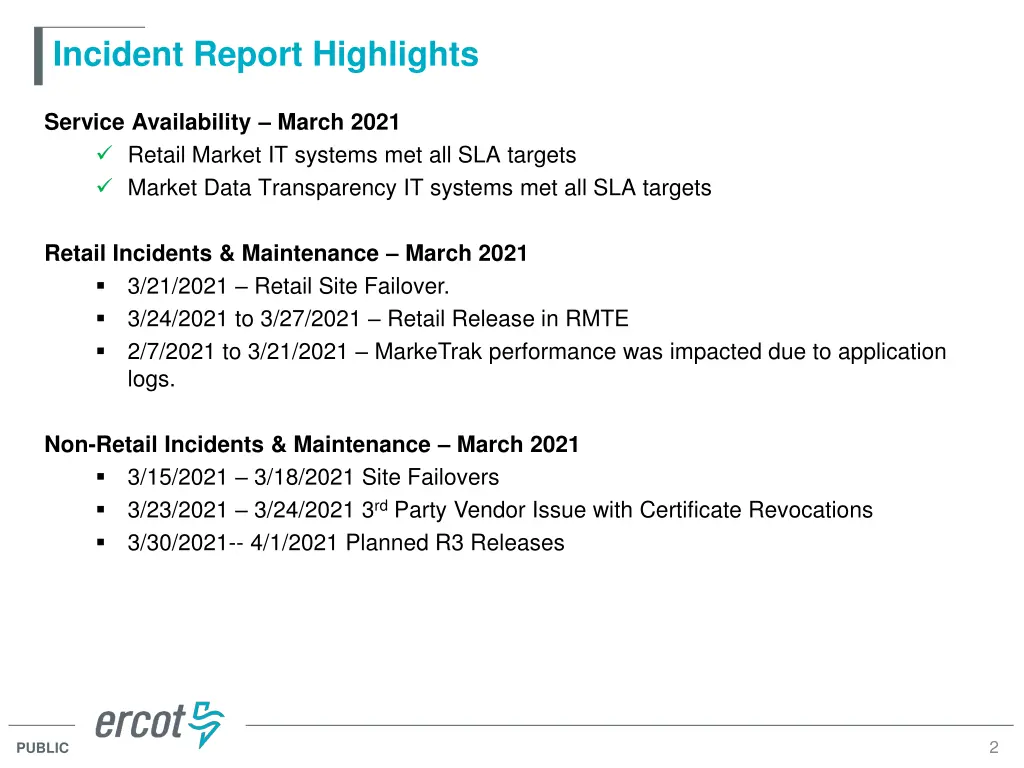 incident report highlights