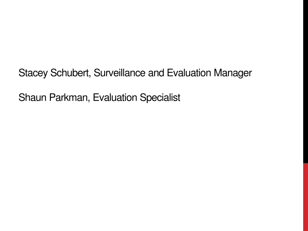 stacey schubert surveillance and evaluation