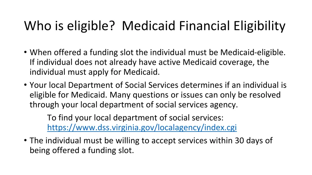 who is eligible medicaid financial eligibility