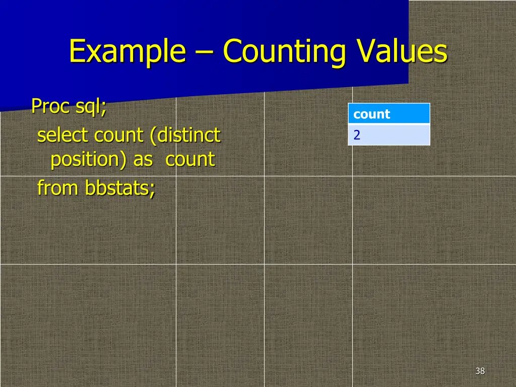 example counting values 2