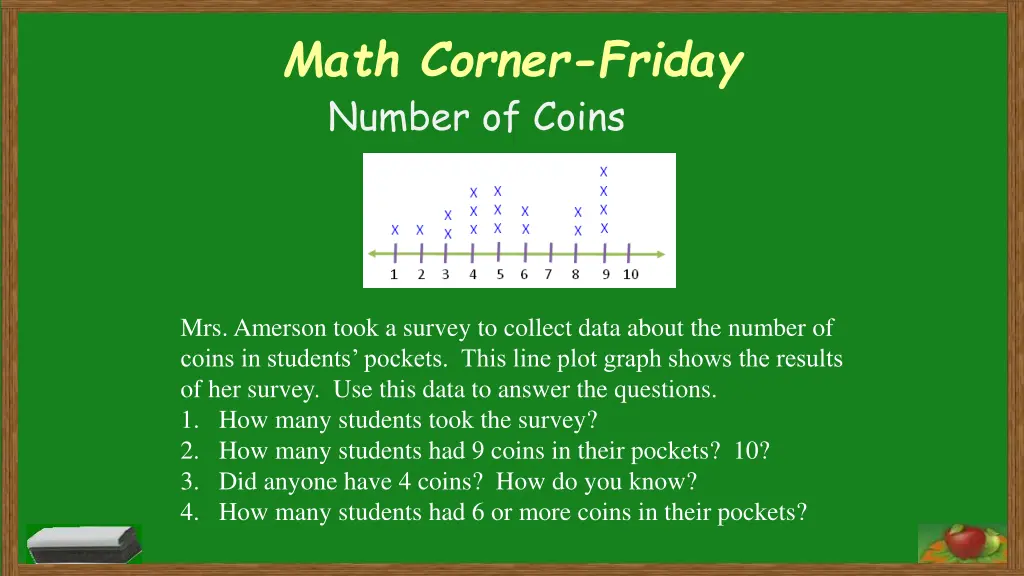 math corner friday number of coins