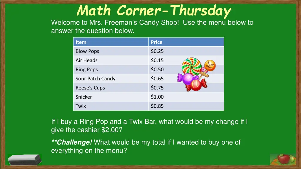 math corner thursday welcome to mrs freeman